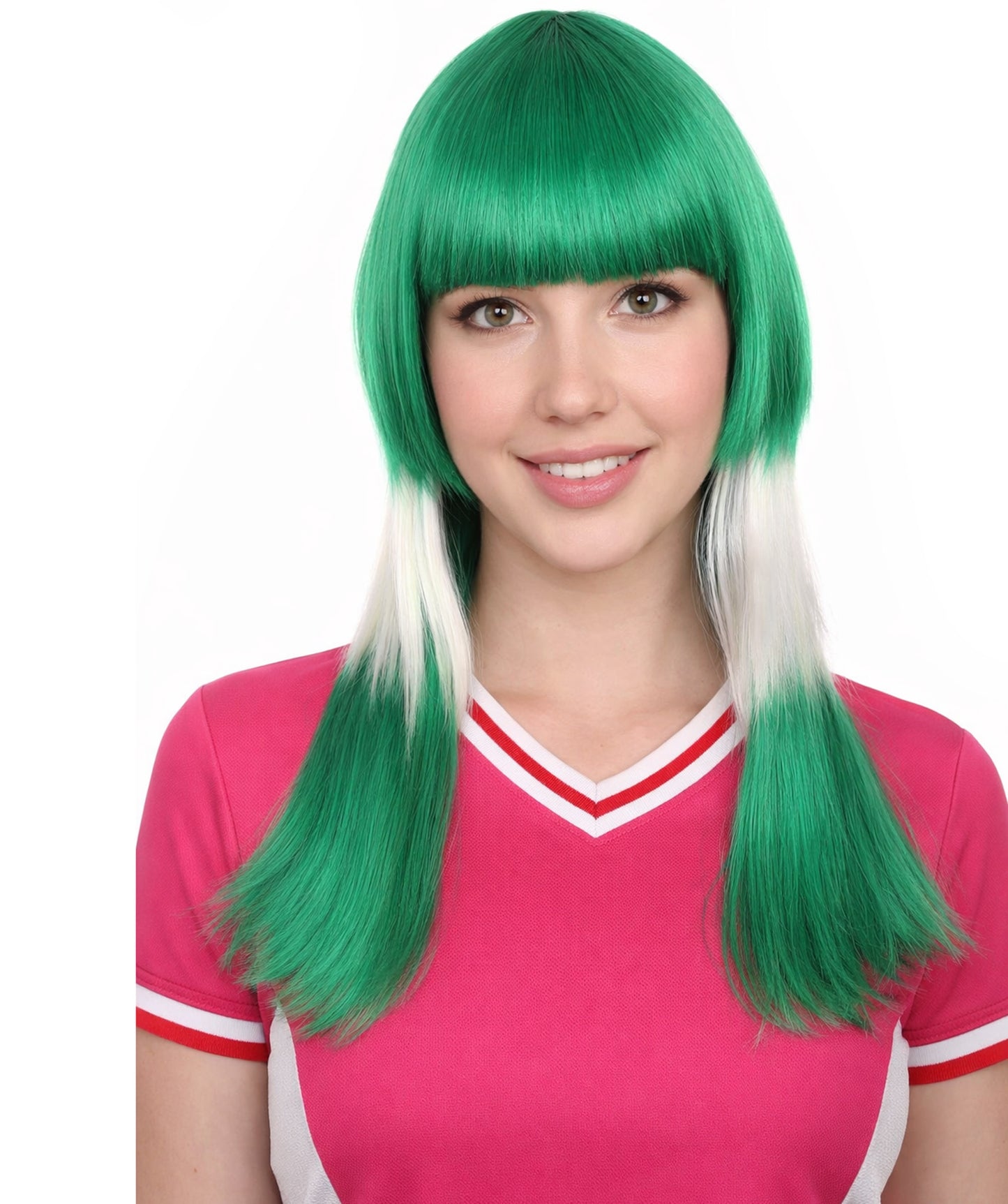 Saudi Arabia Flag Long Bob White and Green Wig