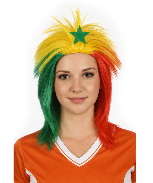Senegal  Flag 80's Mullet Multicolor Wig