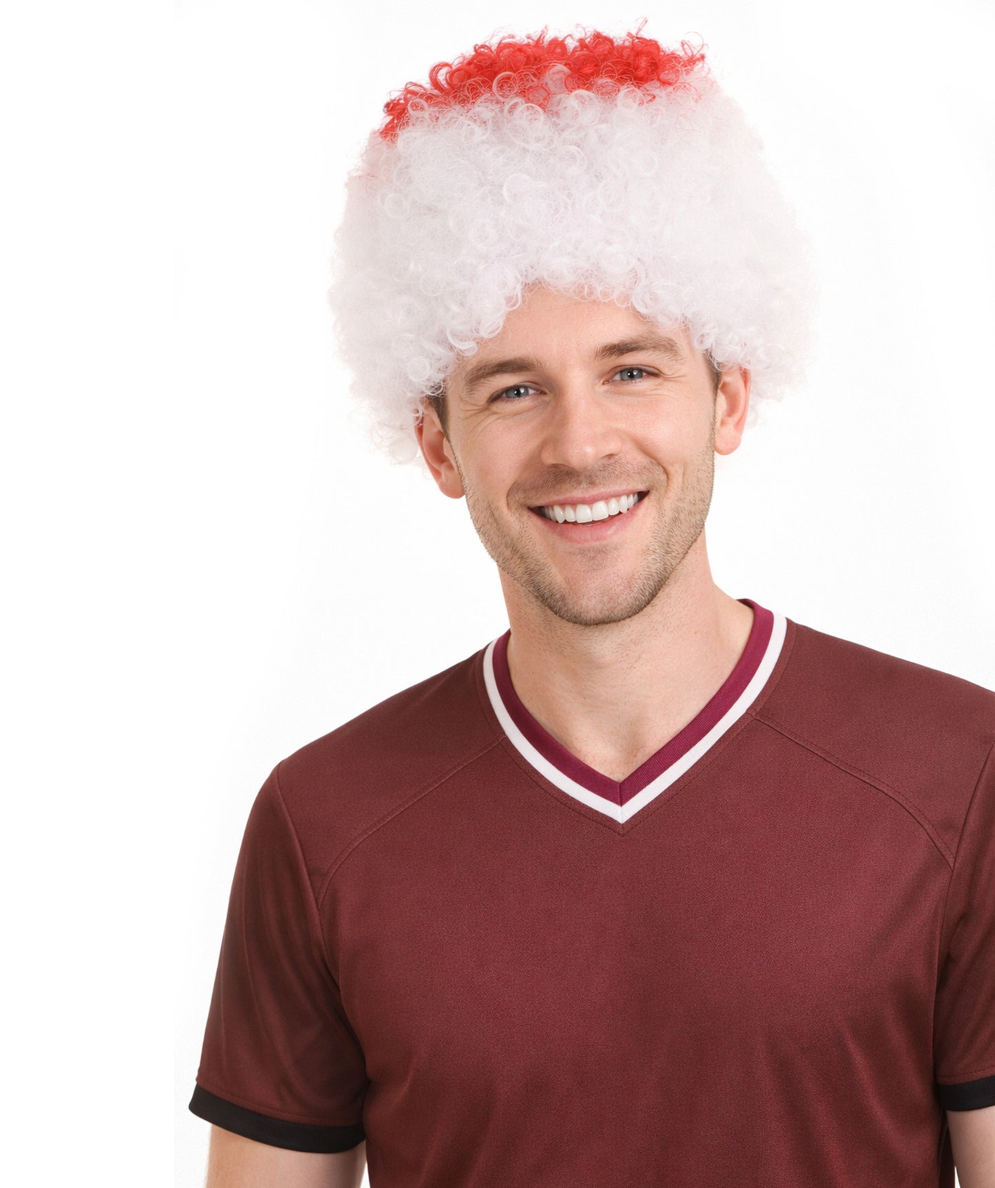 Japan Flag Afro  Red and White Wig