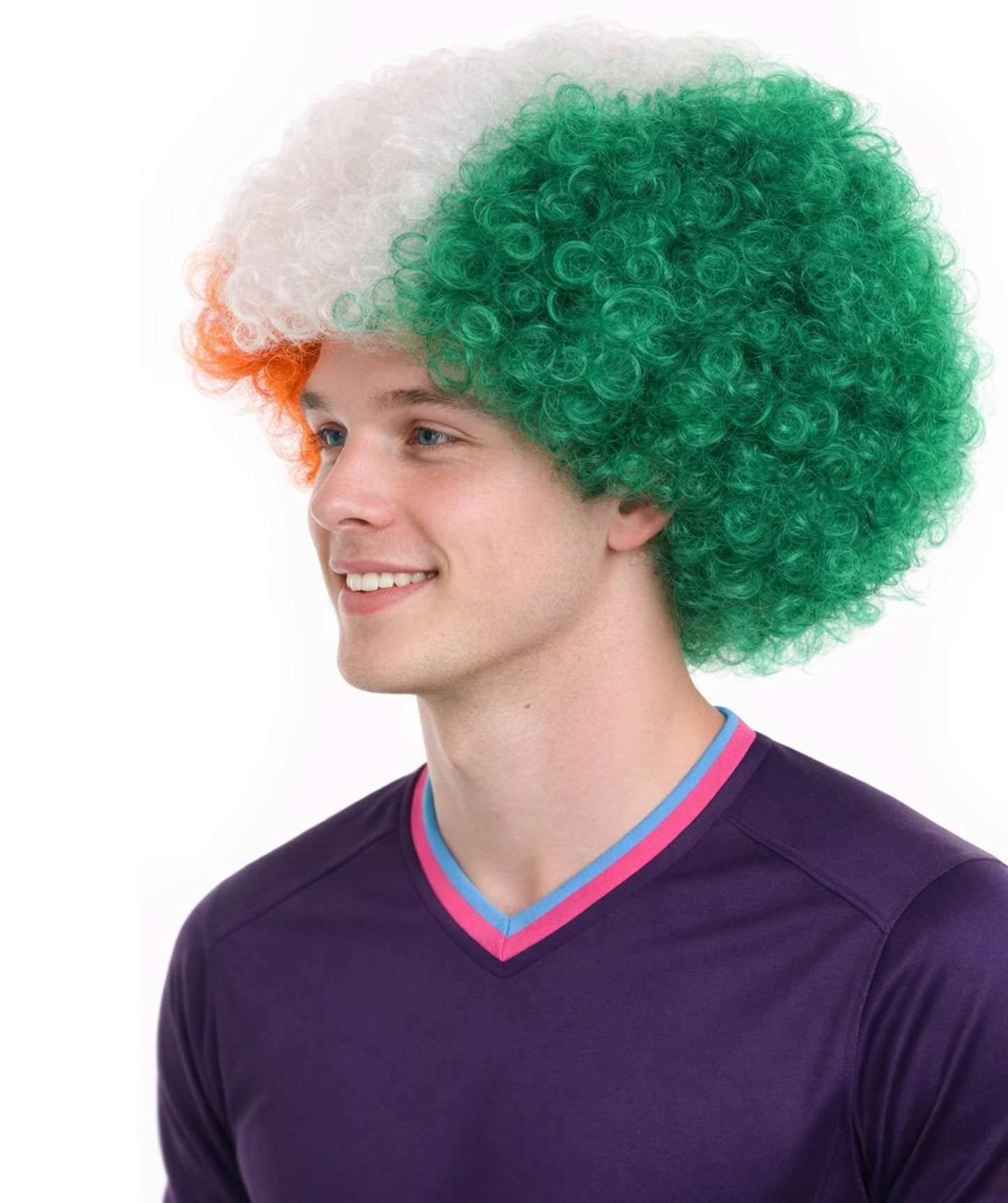 Ivory Coast Flag Afro Multicolor Wig