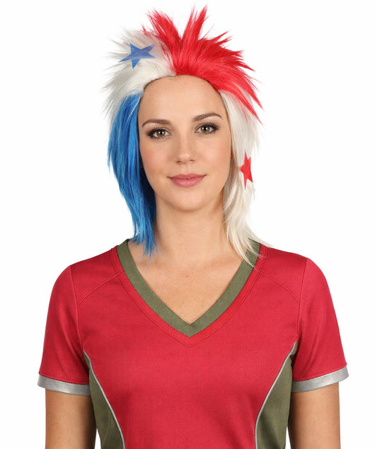 Panama Flag 80's Mullet Multicolor Wig