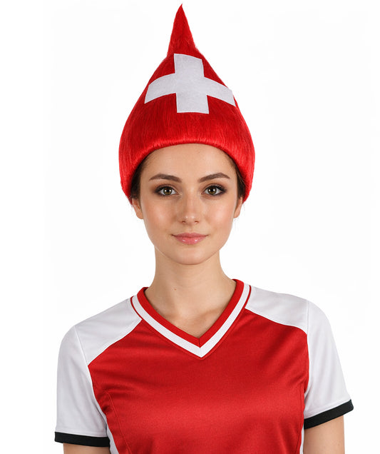 Switzerland Flag Sport Troll Red and White Wig