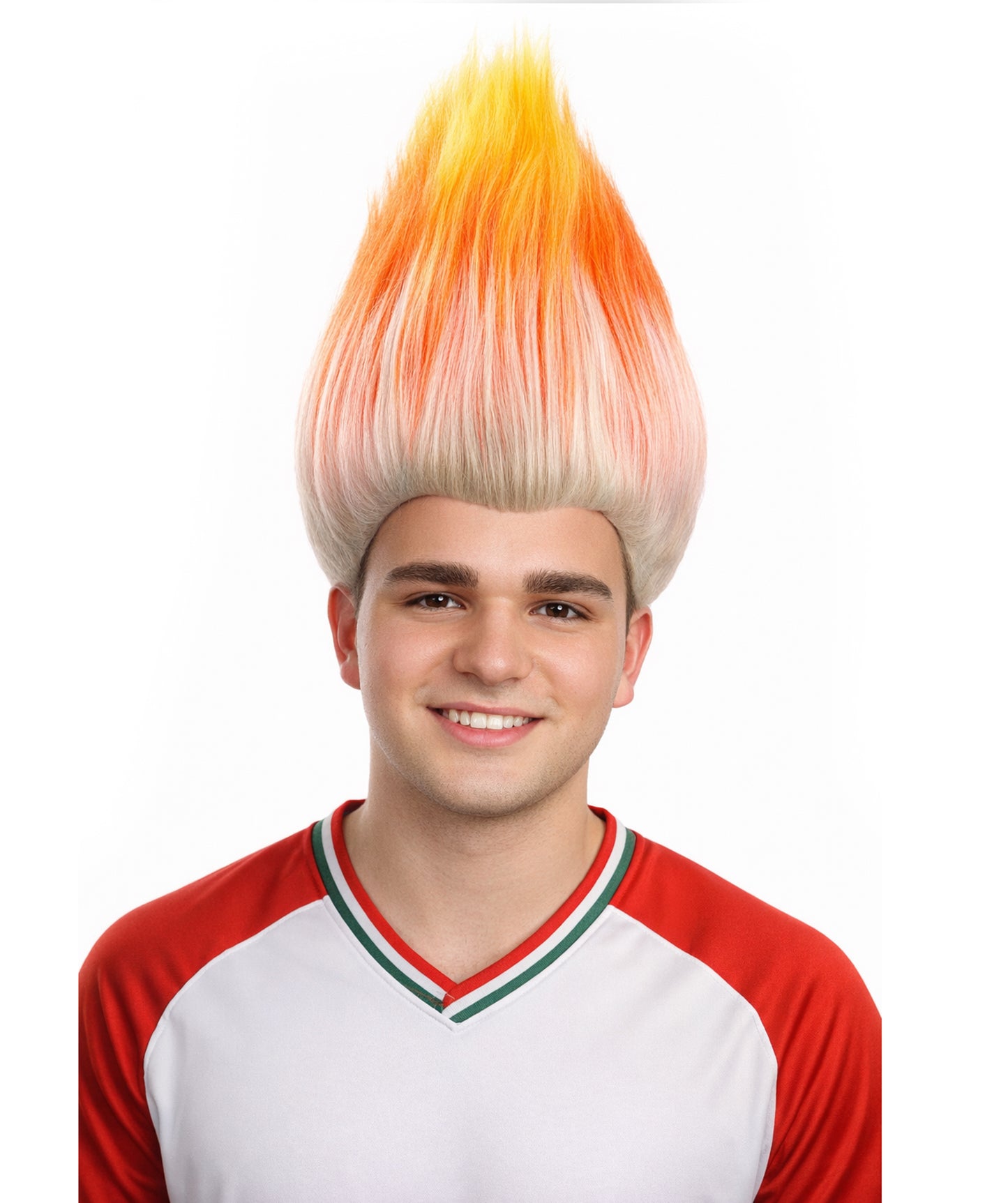 Unisex Adult & Teen Wig | Trolls Orange & White Wig | Premium Breathable Capless Cap