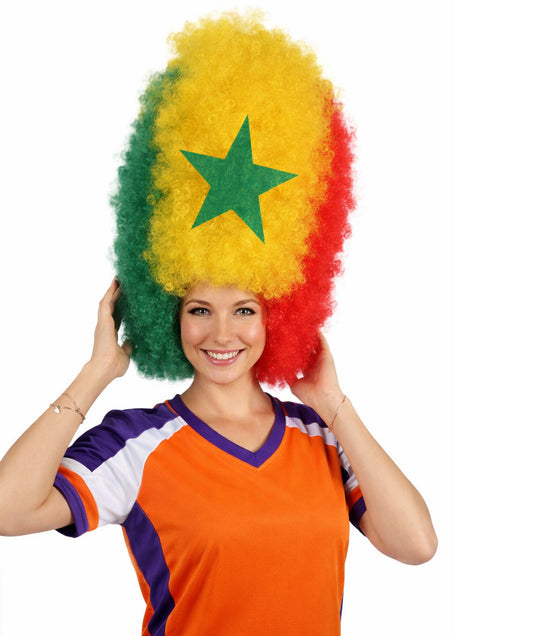 Tunisia Flag Jumbo Afro Multicolor Wig