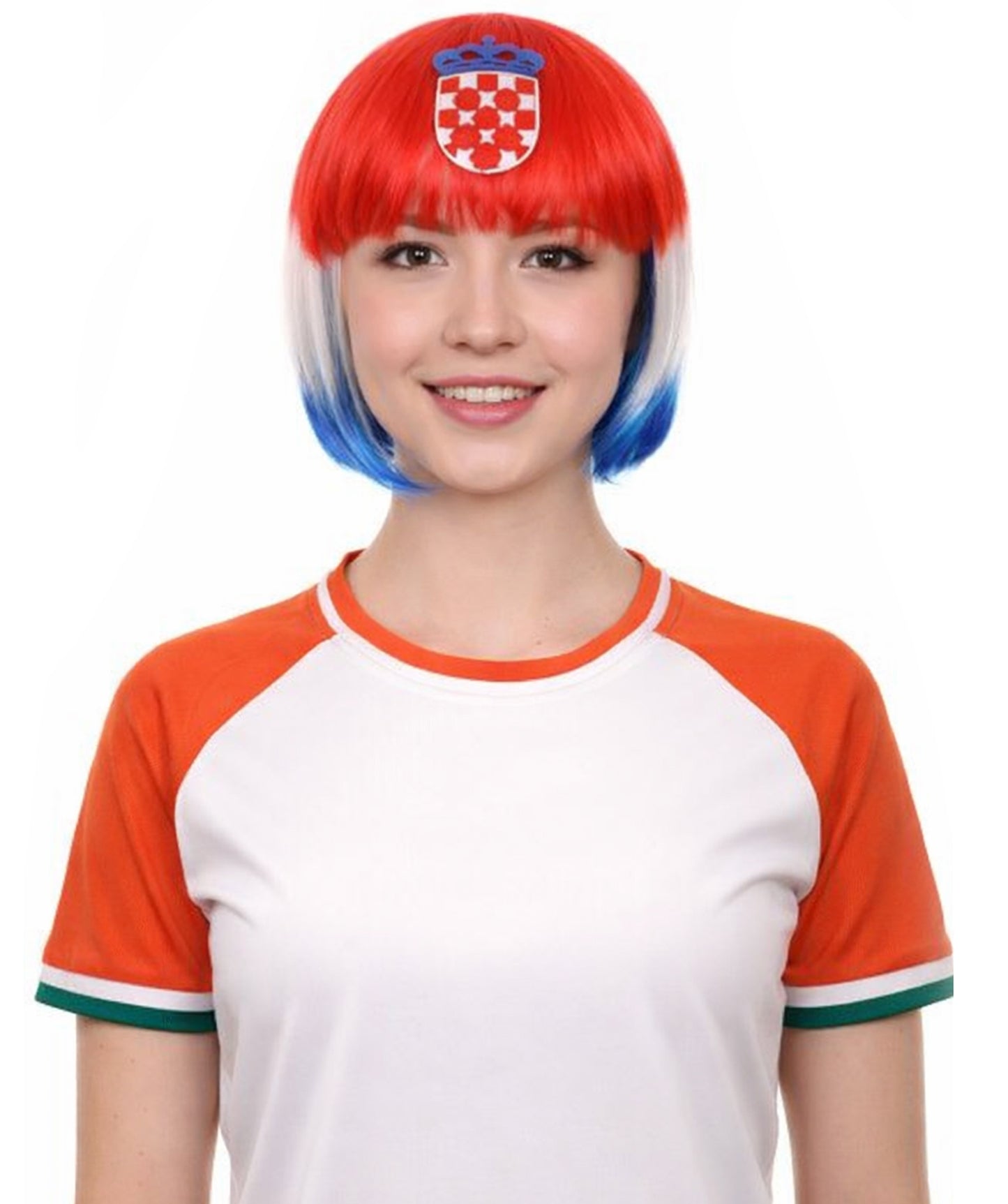 Croatia Flag Bob Multicolor Wig