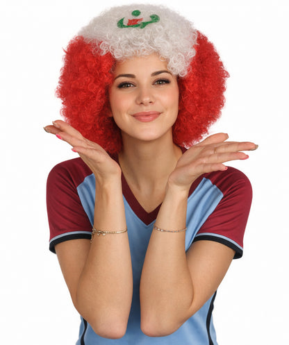 Peru Flag Afro Red and White Wig