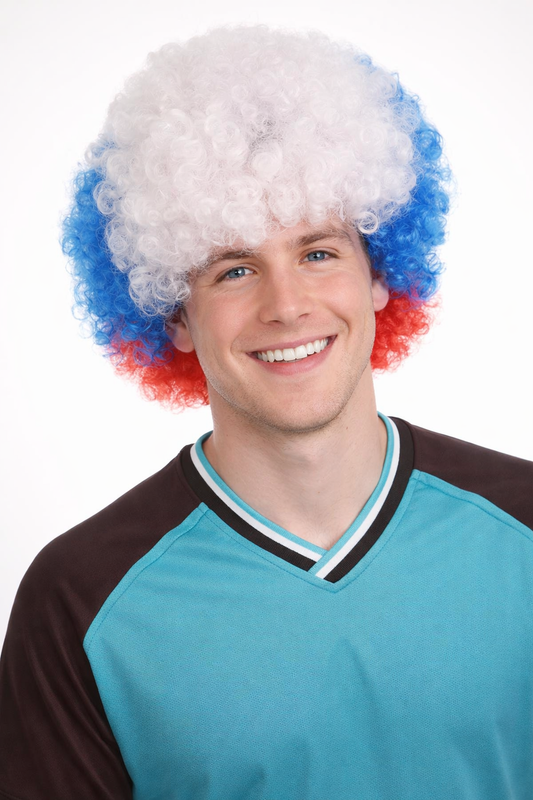 France Flag Afro Multicolor Wig