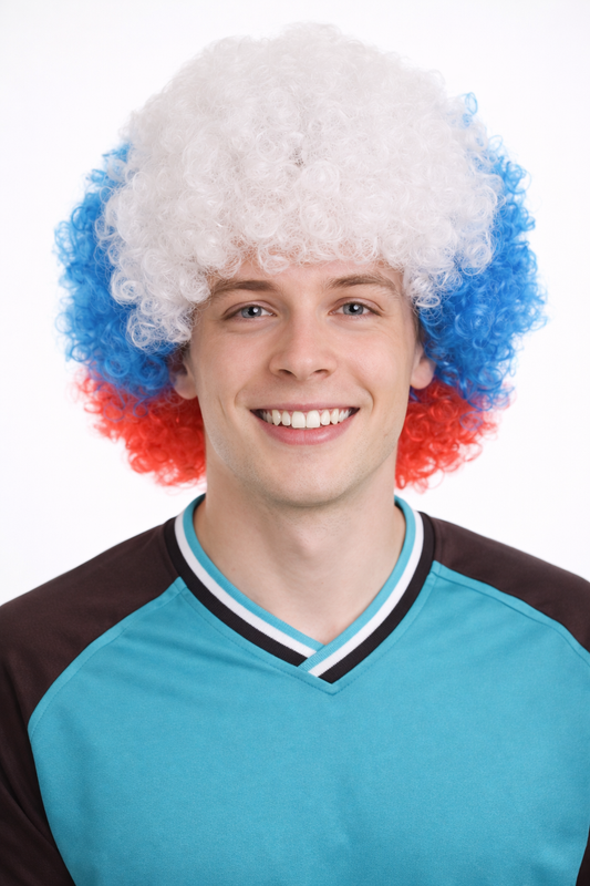 France Flag Afro Multicolor Wig