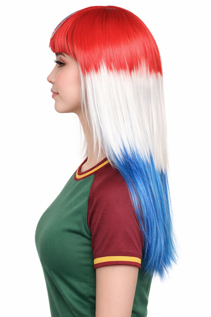 Croatia Flag Long Bob Multicolor Wig