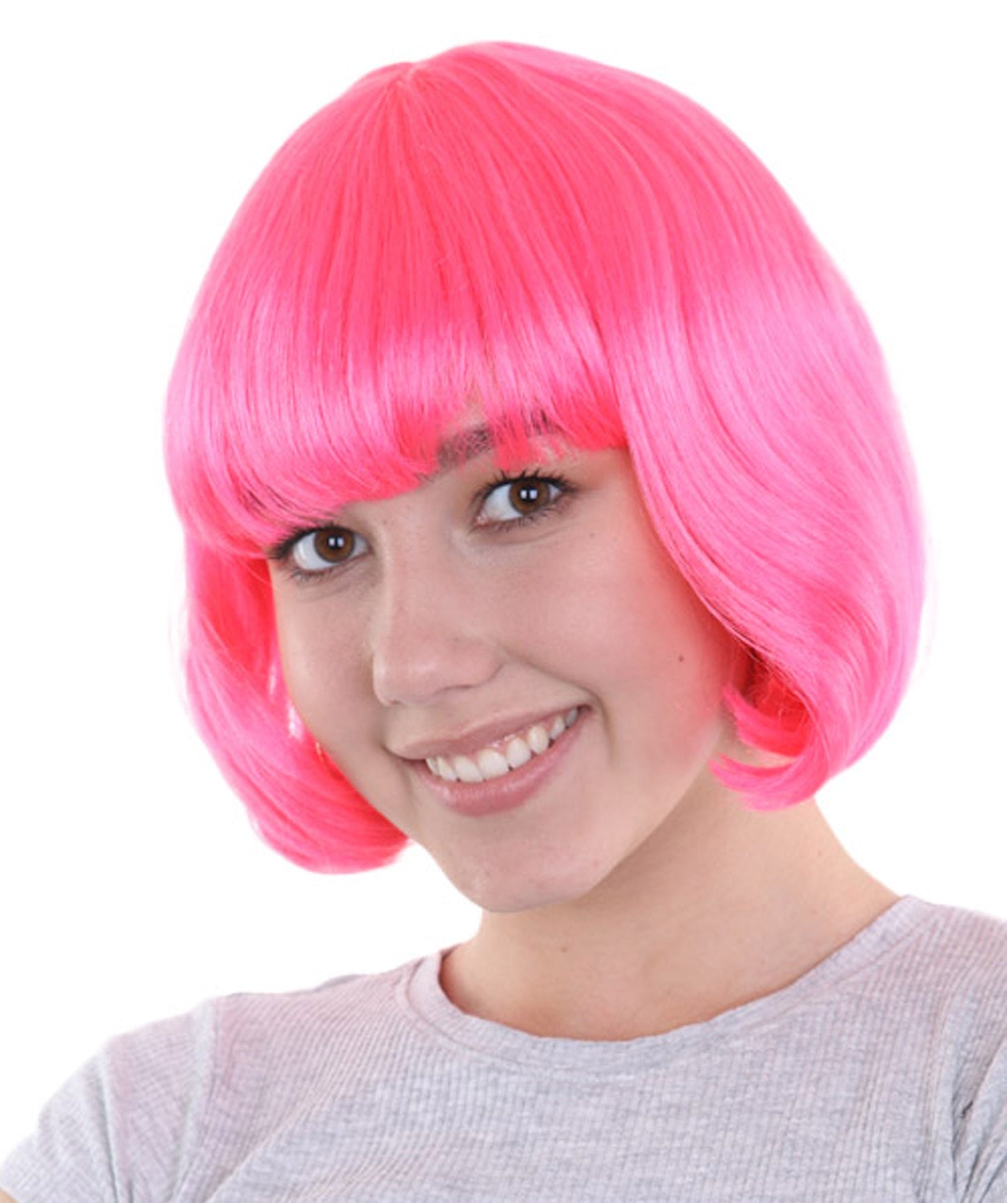 Womens Pink Lady Bob Wig | Modern Bob Medium Cosplay Halloween Wig | Premium Breathable Capless Cap