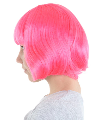 Womens Pink Lady Bob Wig | Modern Bob Medium Cosplay Halloween Wig | Premium Breathable Capless Cap