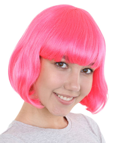 Womens Pink Lady Bob Wig | Modern Bob Medium Cosplay Halloween Wig | Premium Breathable Capless Cap