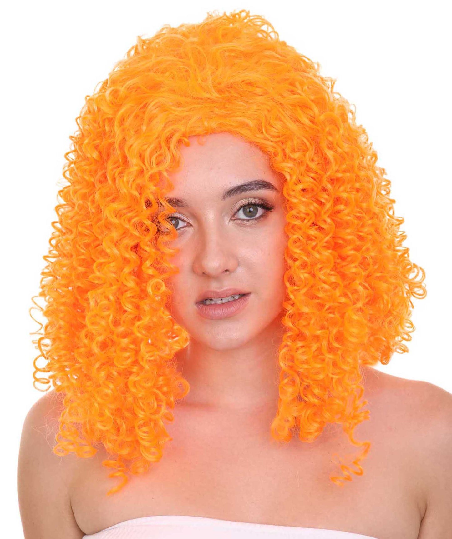 Womens Animation Orange Curly Wig | Orange TV/Movie Wigs | Premium Breathable Capless Cap