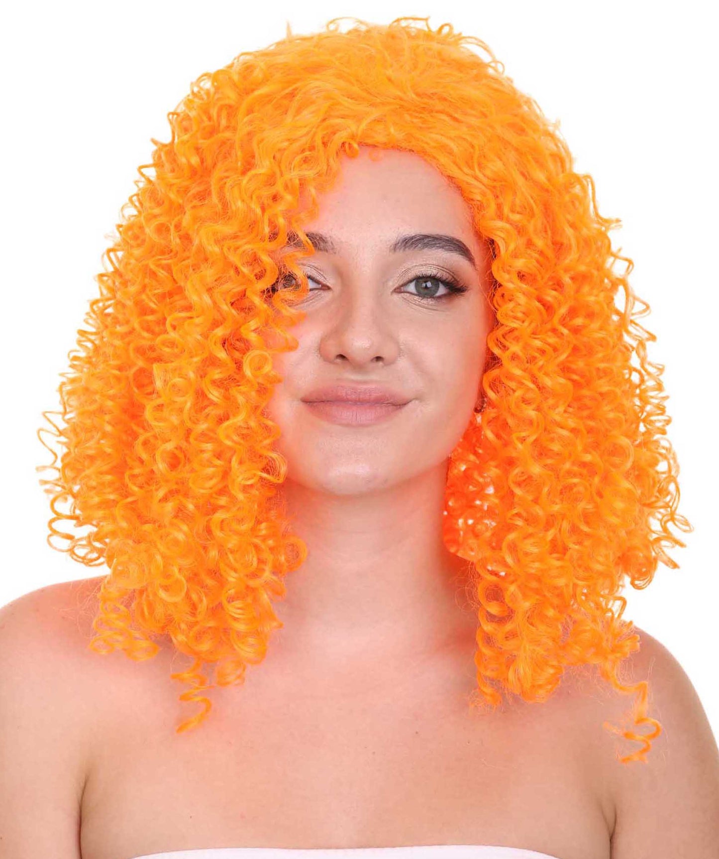 Womens Animation Orange Curly Wig | Orange TV/Movie Wigs | Premium Breathable Capless Cap
