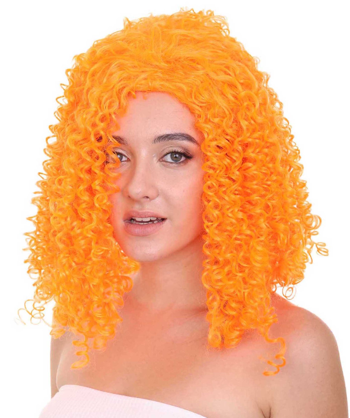 Womens Animation Orange Curly Wig | Orange TV/Movie Wigs | Premium Breathable Capless Cap
