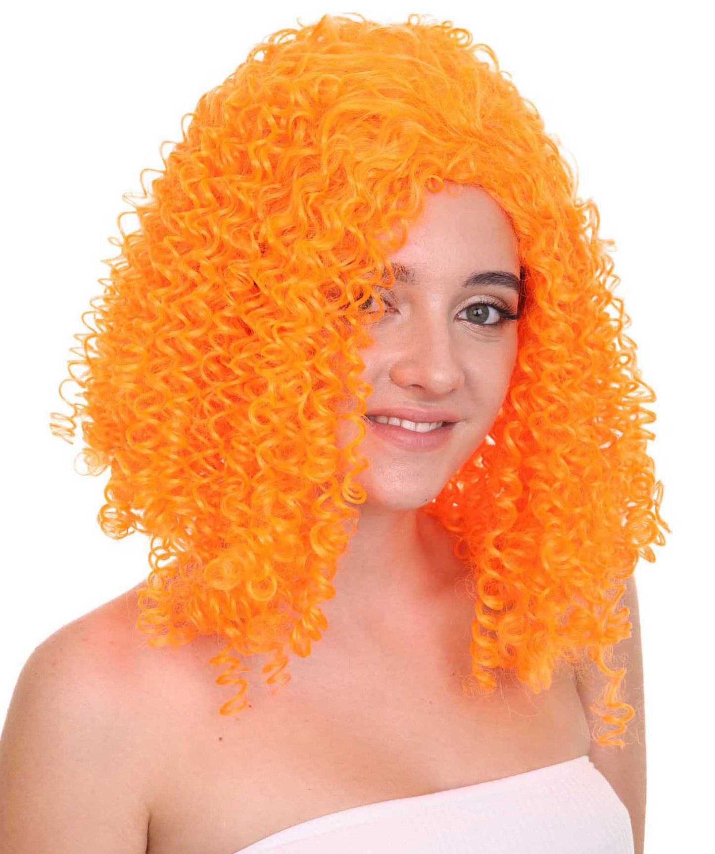 Womens Animation Orange Curly Wig | Orange TV/Movie Wigs | Premium Breathable Capless Cap