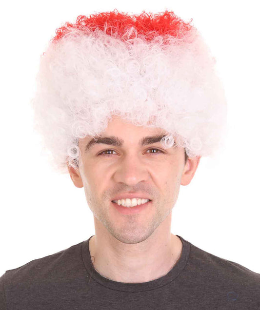 Japan Flag Afro  Red and White Wig