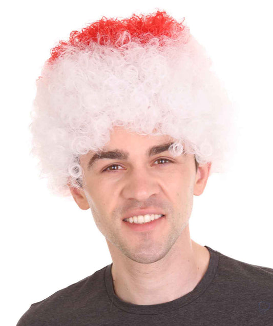 Japan Flag Afro  Red and White Wig