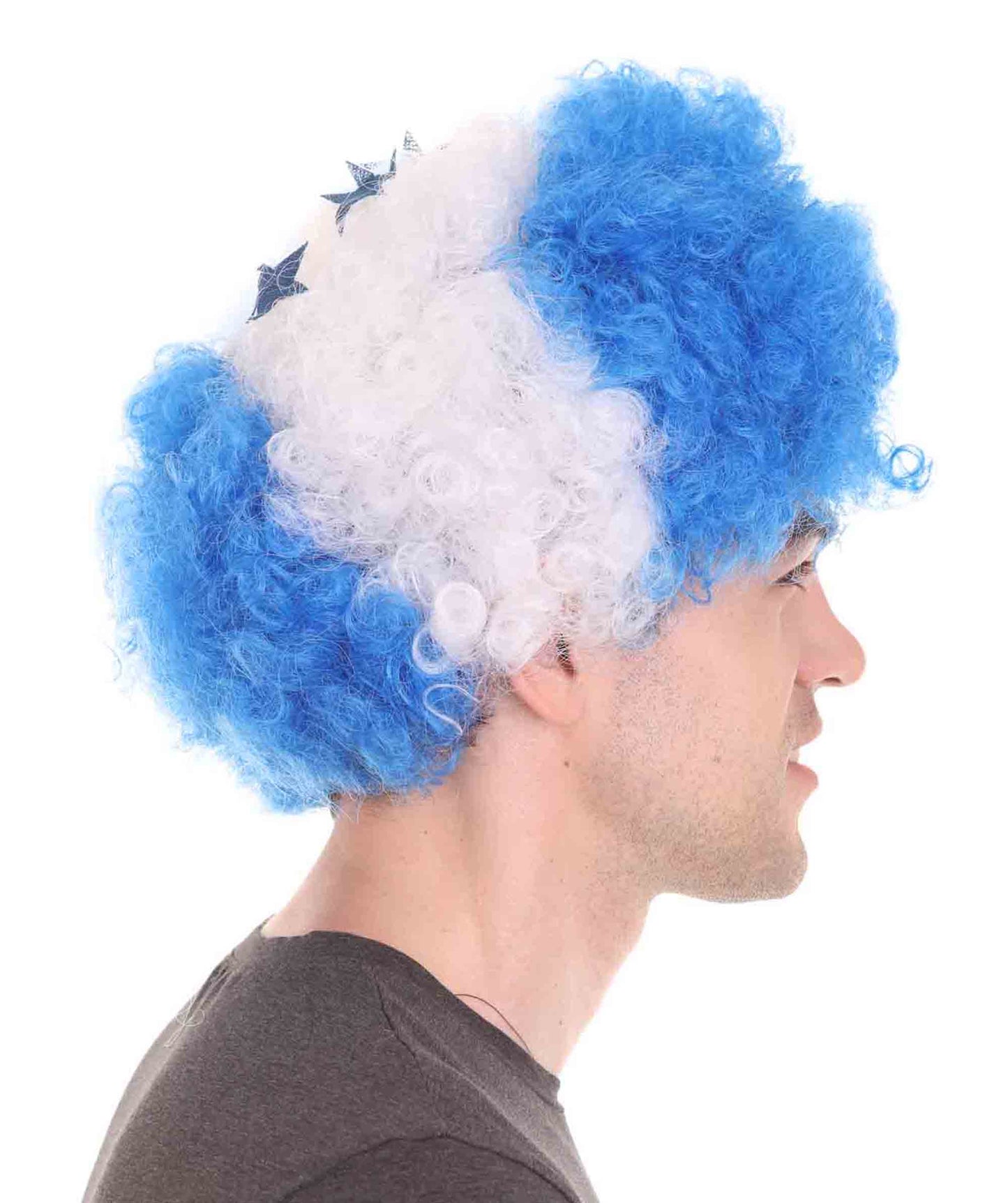 Honduras Flag Afro Blue and White Wig