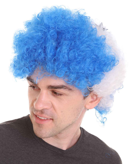 Honduras Flag Afro Blue and White Wig
