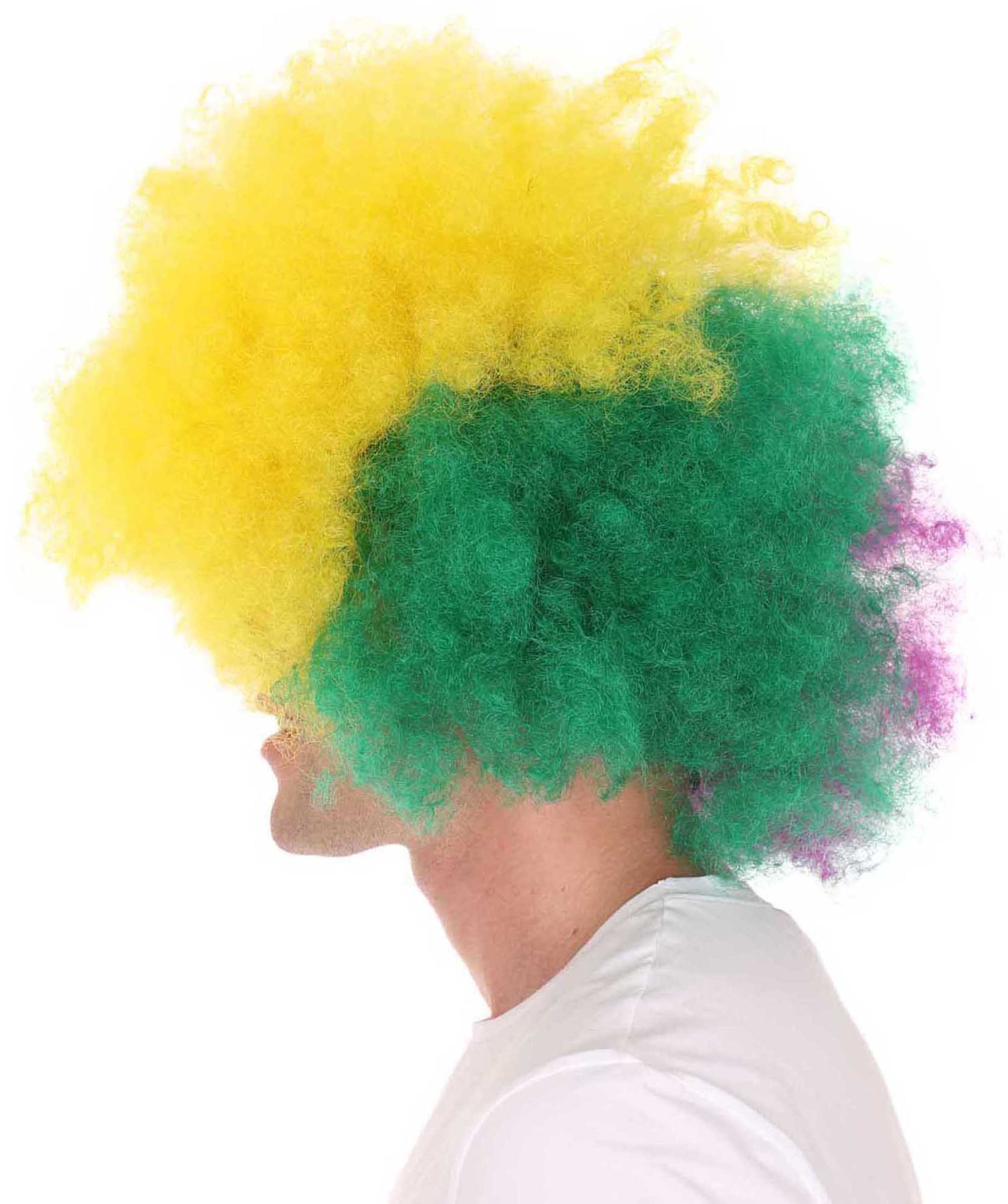 Carnival Mardi Gras Tri-Color Afro Style Wig