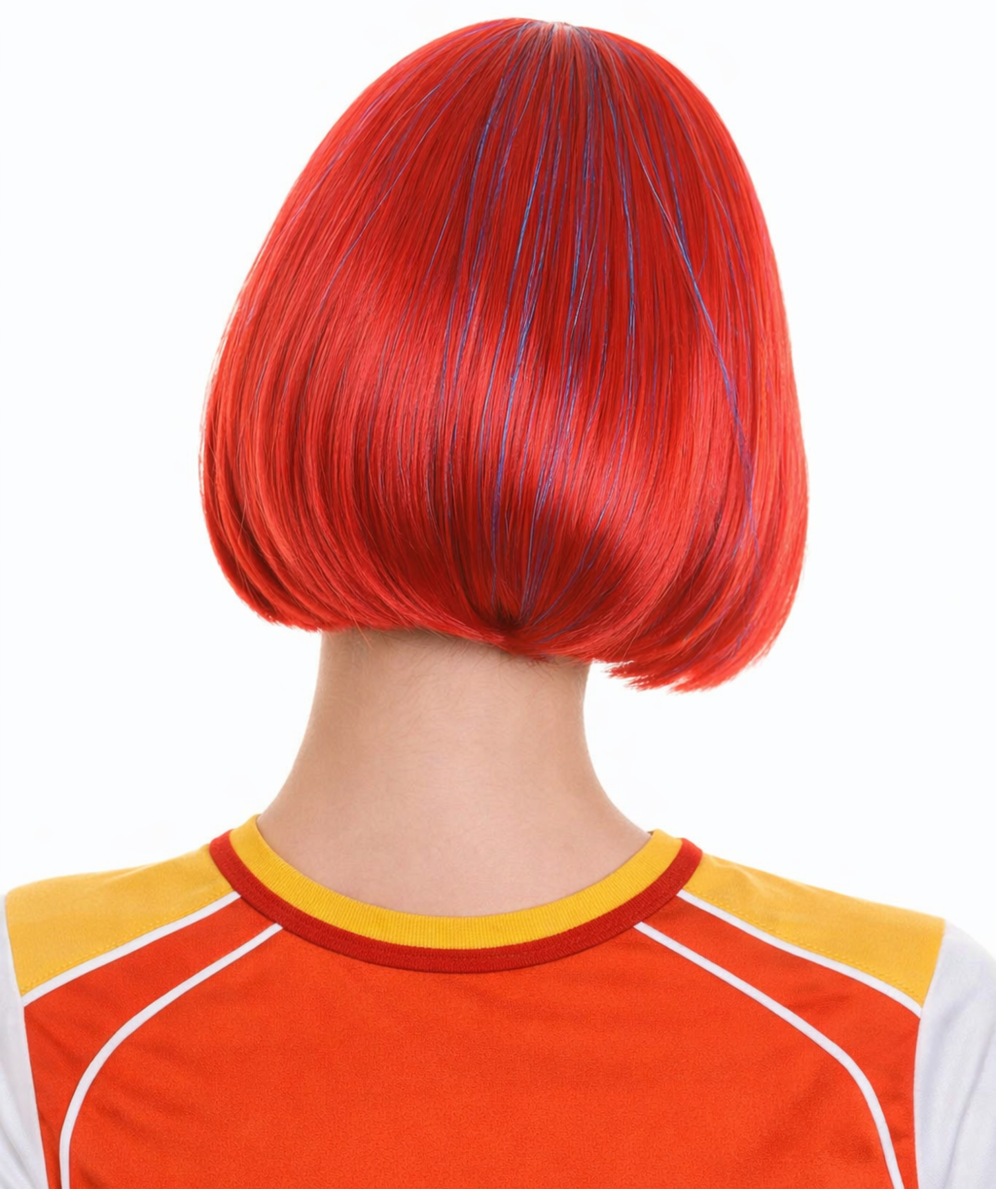 Bright Red Bob with Tinsel | Sparkly Celebrity Halloween Wig  | Premium Breathable Capless Cap