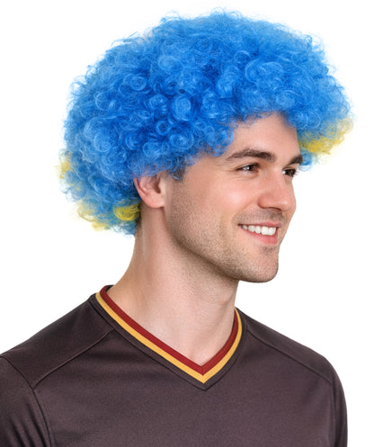 Bosnia and Herzegovina Afro Blue and Yellow Wig