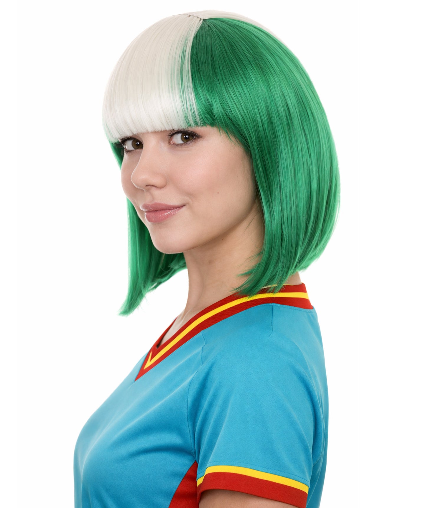 Nigeria Flag Bob Green and White Wig
