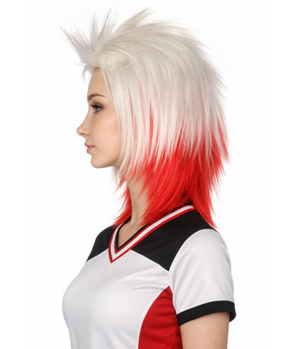 Poland Flag 80's Mullet White and Red Wig