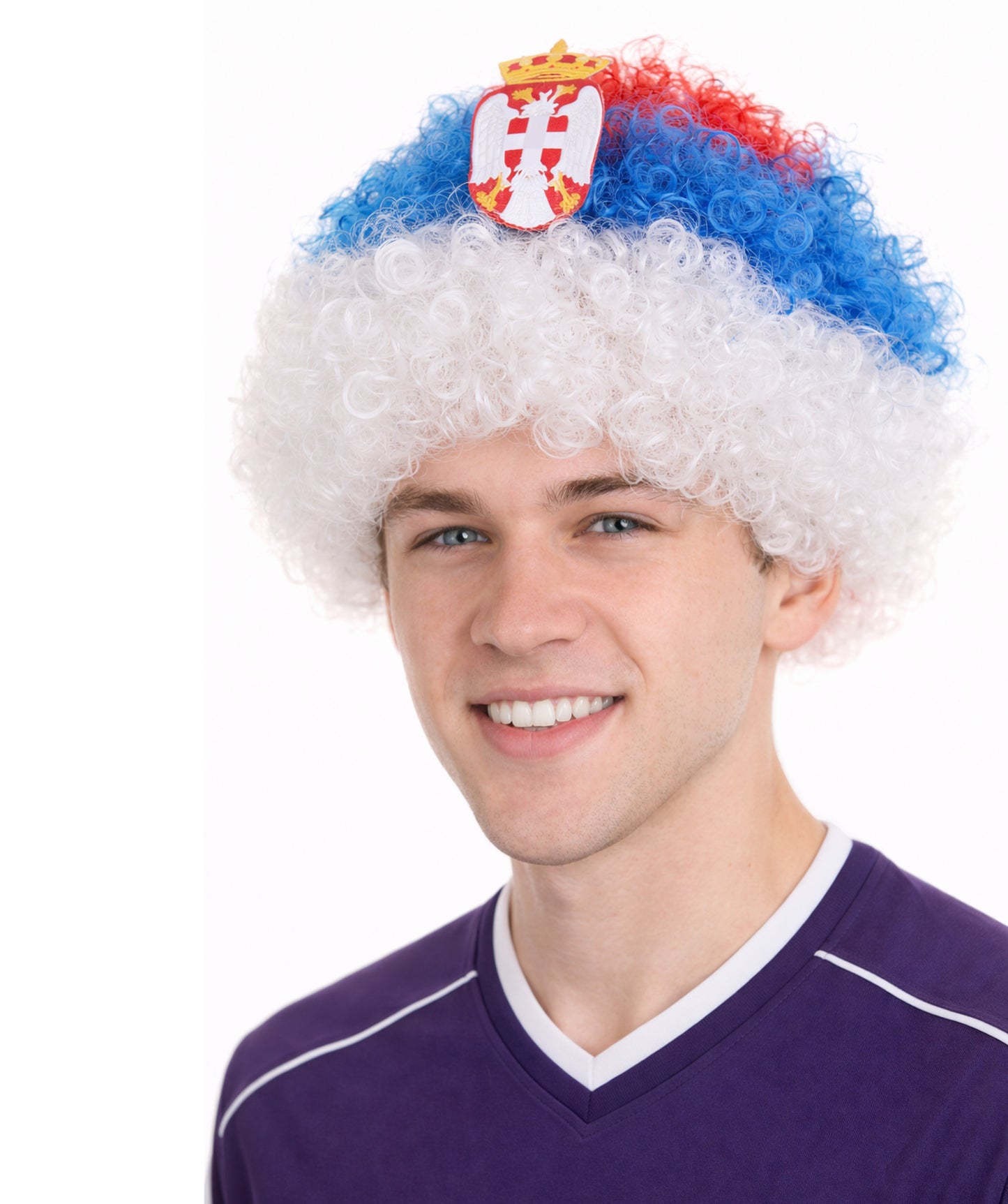 SERBIA Flag Afro Multicolor Wig
