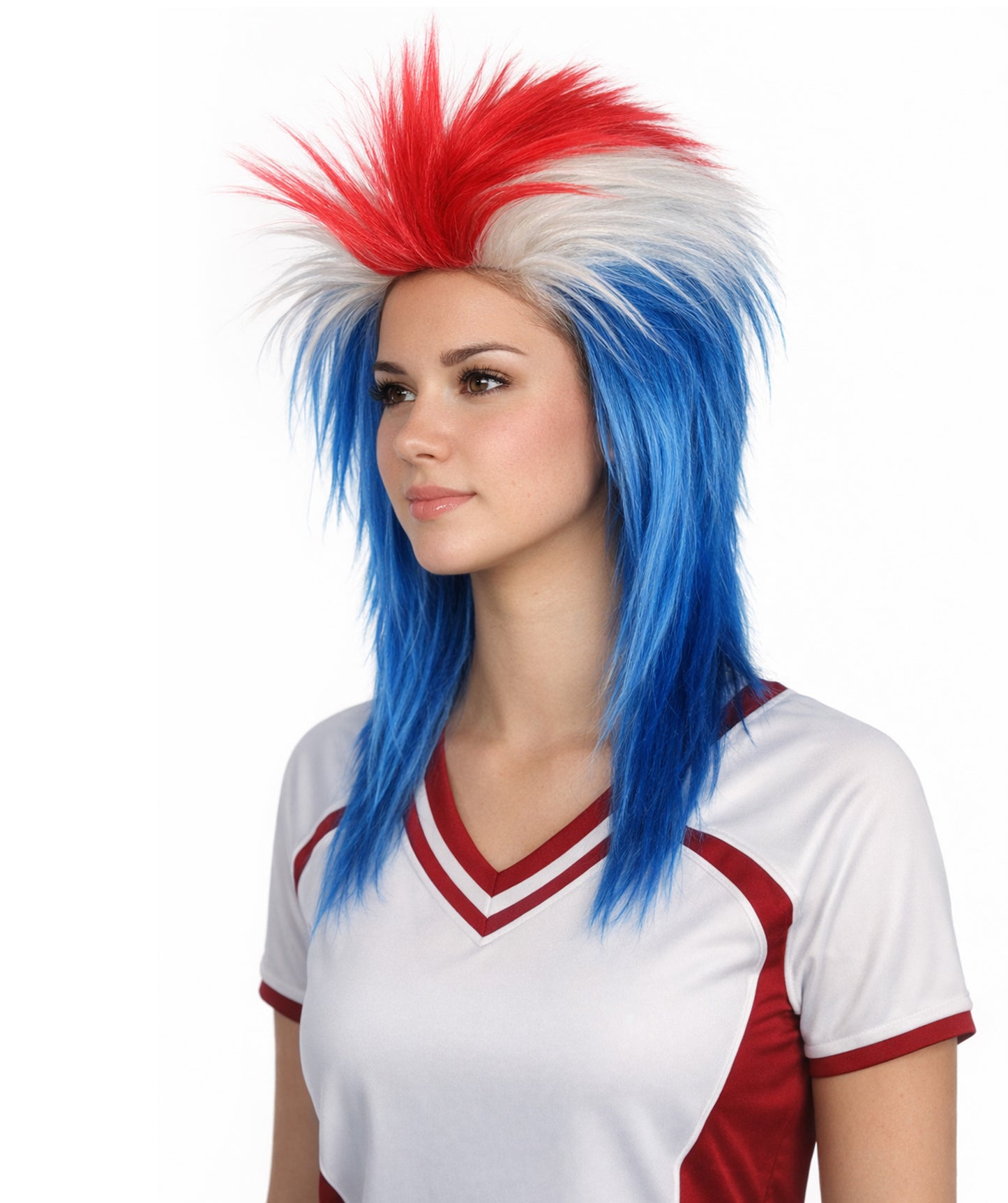 Iceland Flag 80's Mullet Multicolor Wig