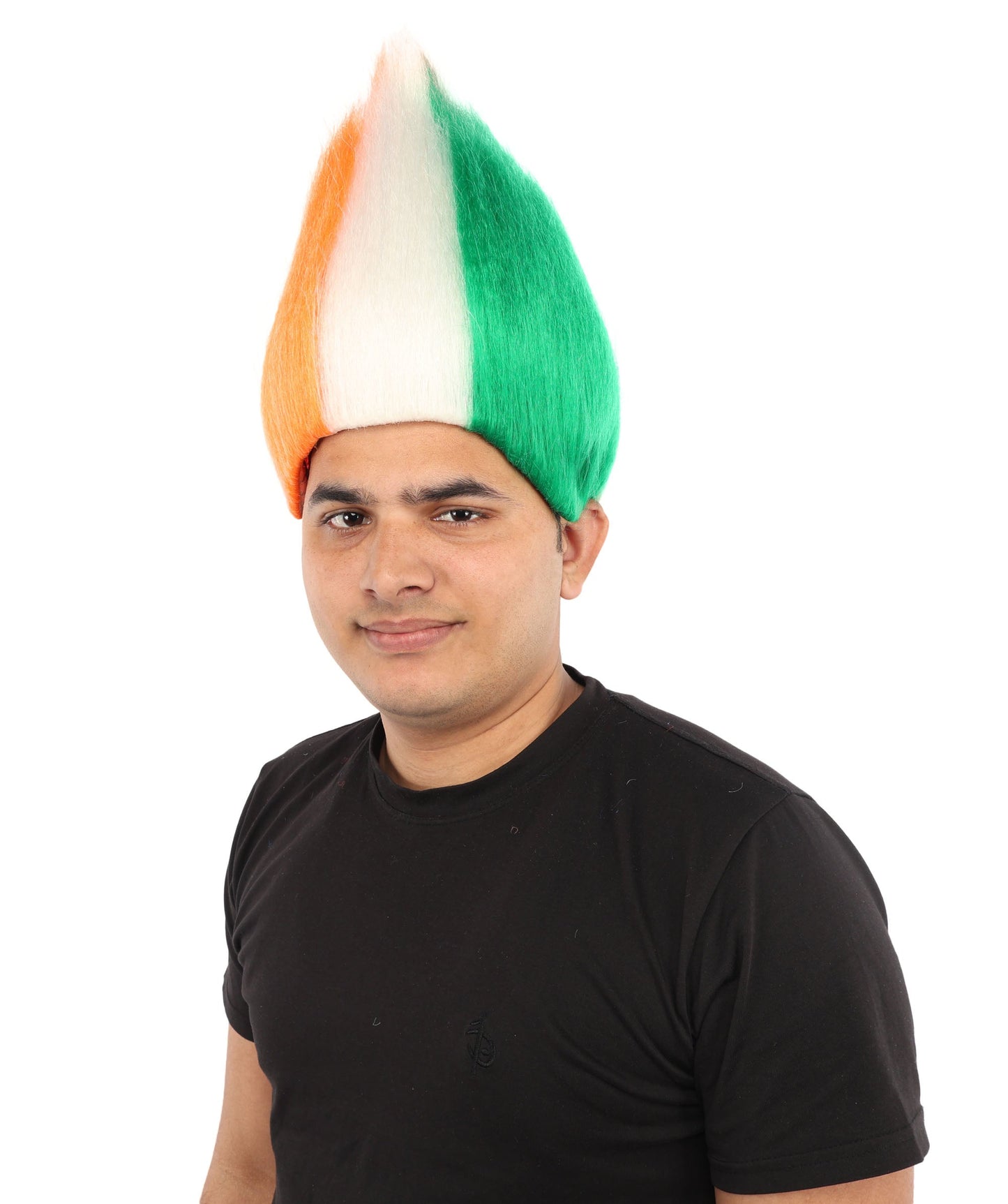 HPO Adult Unisex Côte d’Ivoire Flag Troll Wig – Orange, White, and Green Spiky Hair | Ideal for Sports Football, Sports Events & National Celebrations