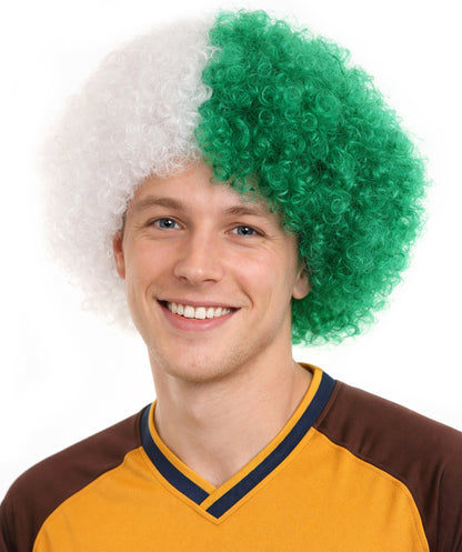 Algeria Flag Jumbo Afro Green and White Wig