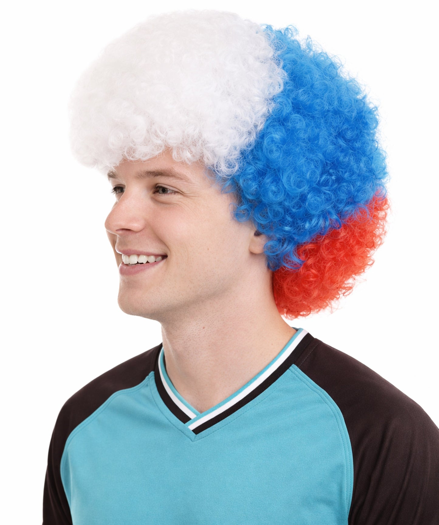 France Flag Afro Multicolor Wig