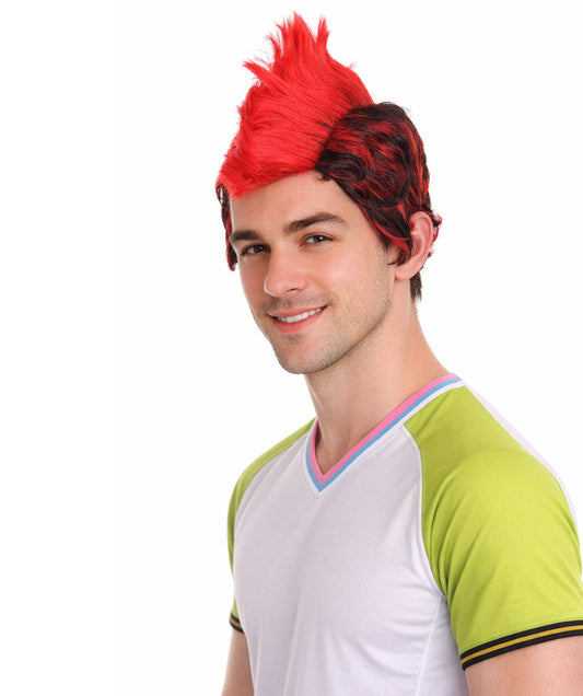 Albania Flag Mohawk Red and Black Wig