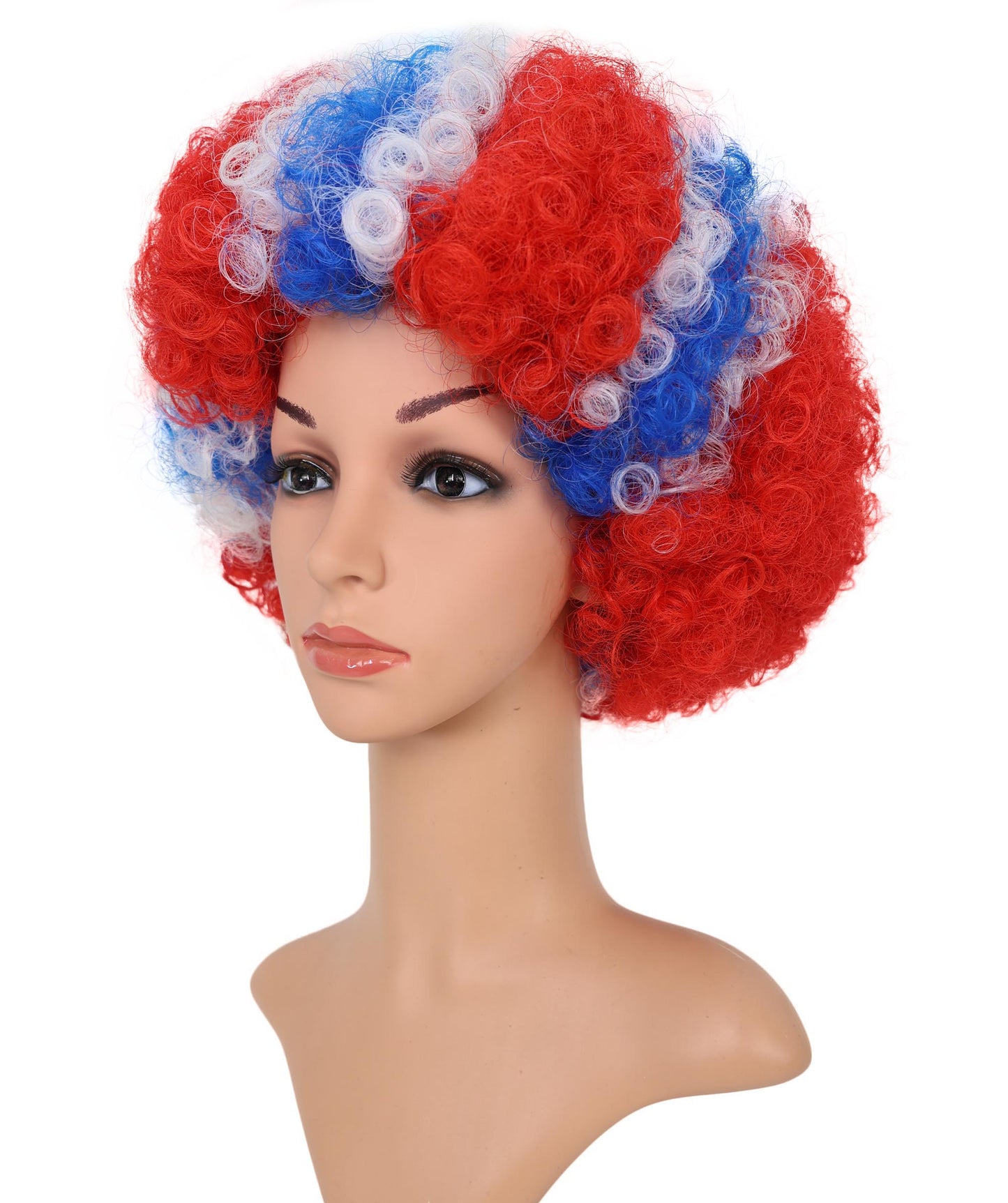 Norway Flag Red, White & Blue Clown Afro Wig