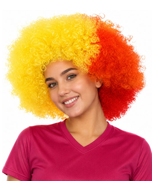 Clown Afro Unisex Wig | Jumbo Super Size Yellow Orange Character Cosplay Halloween Wig | Premium Breathable Capless Cap