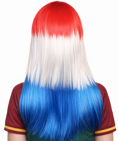 Croatia Flag Long Bob Multicolor Wig