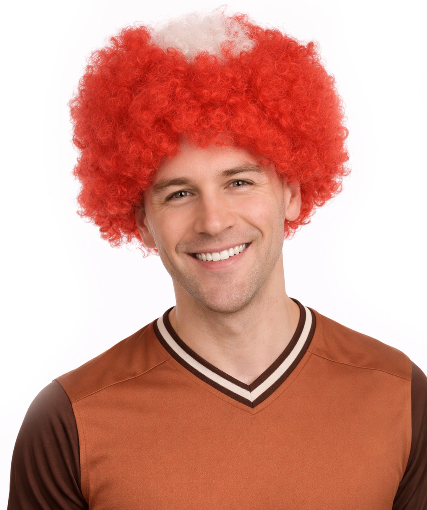 Switzerland Flag Afro Red and White Wig