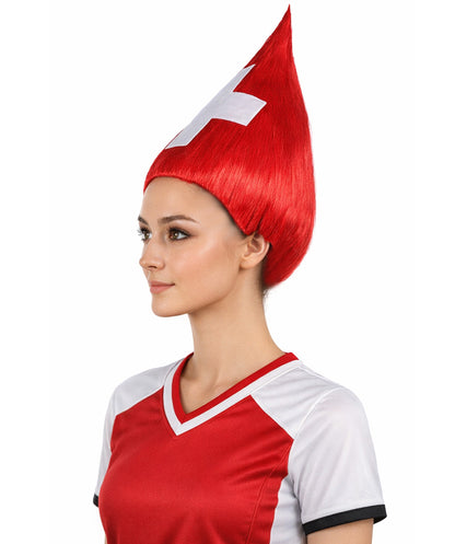 Switzerland Flag Sport Troll Red and White Wig
