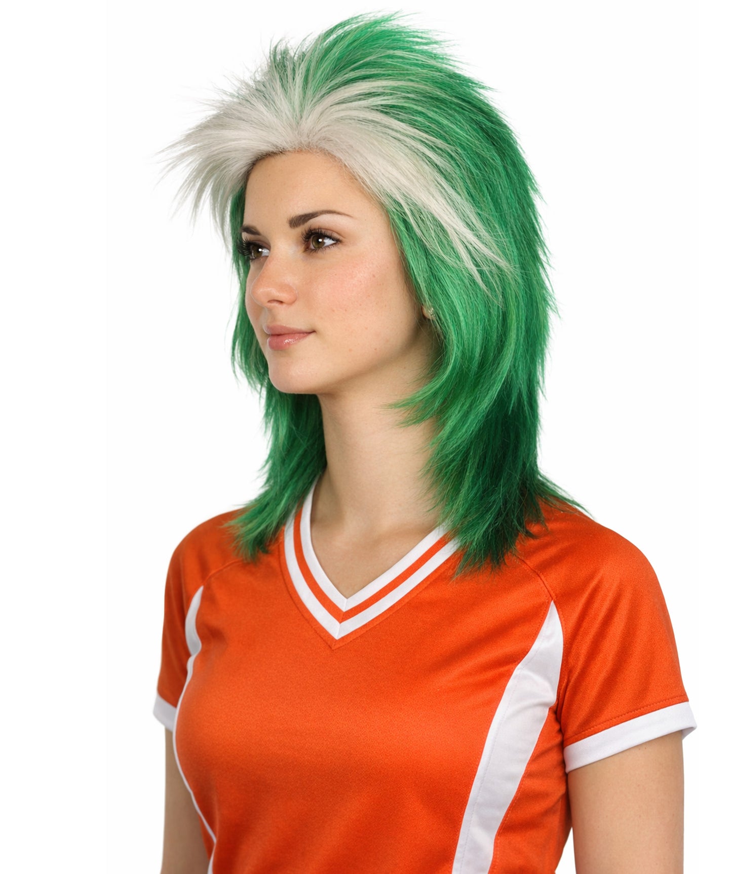 Saudi Arabia Flag 80's Mullet White and Green Wig