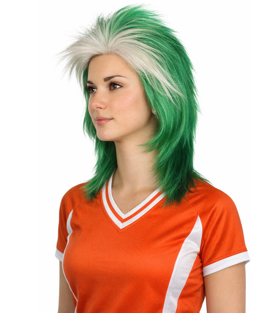Saudi Arabia Flag 80's Mullet White and Green Wig
