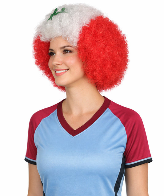 Peru Flag Afro Red and White Wig