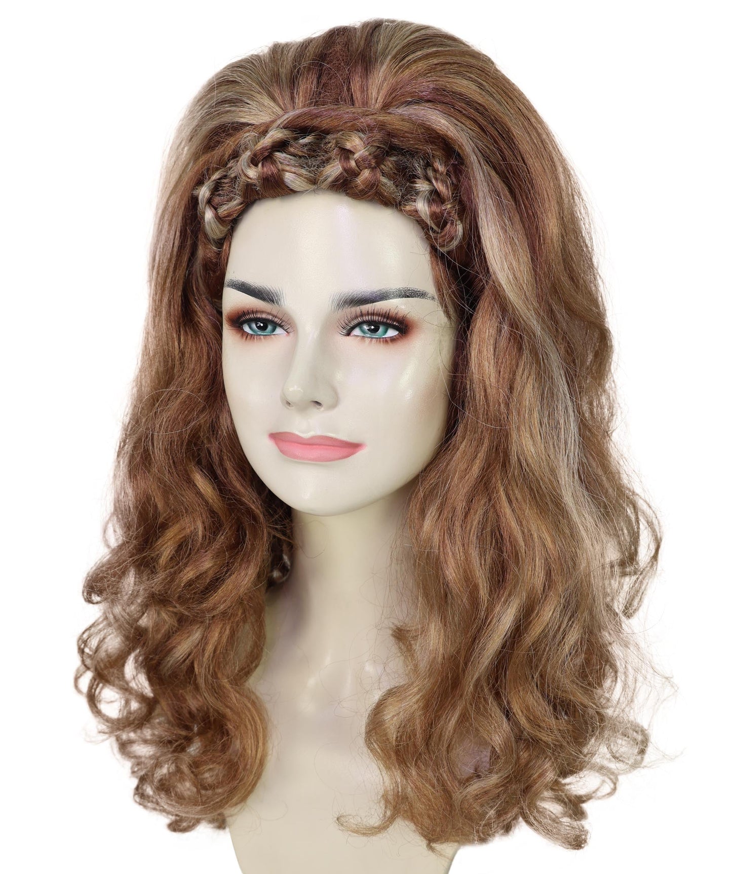 HPO Adult Women's Drag Queen Inspired Long Voluminous Multiple color Wig with Front Braid | Drag Queen & Performance Wig | Breathable Capless Cap
