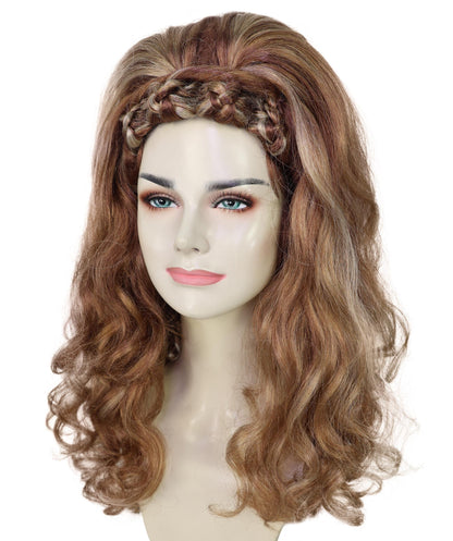 HPO Adult Women's Drag Queen Inspired Long Voluminous Multiple color Wig with Front Braid | Drag Queen & Performance Wig | Breathable Capless Cap