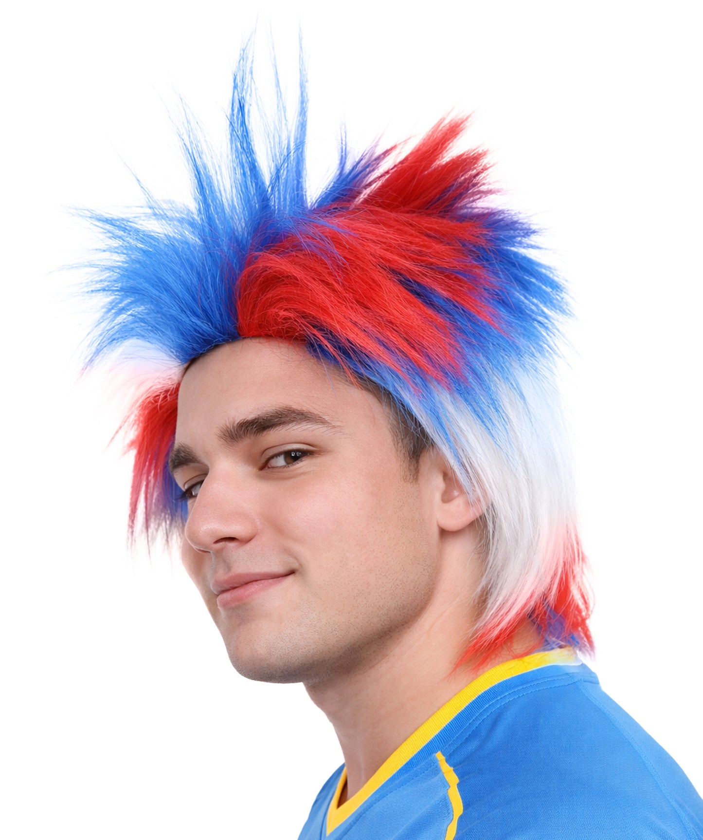 Adult Mens Patriotic Crazy Wig | Celebrity Wig | Premium Breathable Capless Cap