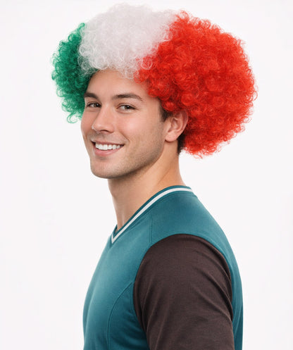 Italy Flag Afro Multicolor Wig