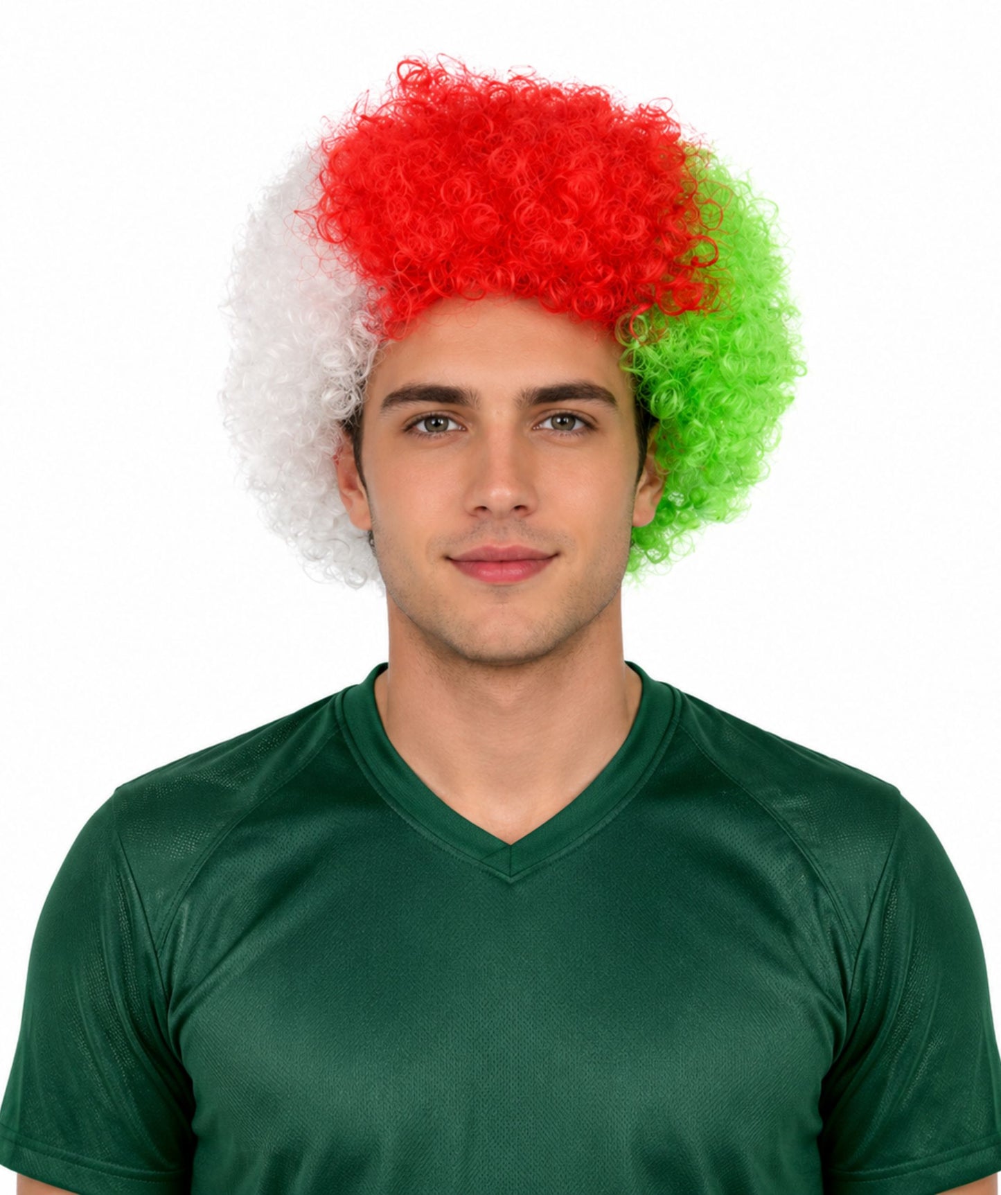 HPO Adult Tri Tone Sports Wig | Voluminous Kinky Afro Style Standard Cap Construction | Six Nations Championship Game Spirit Week Prop