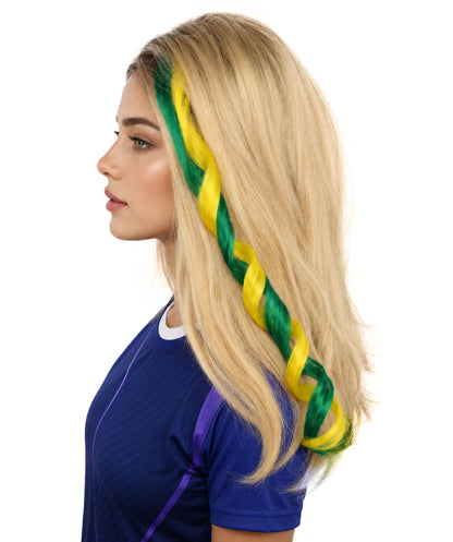 Brazil Flag green and yellow Hair Extension