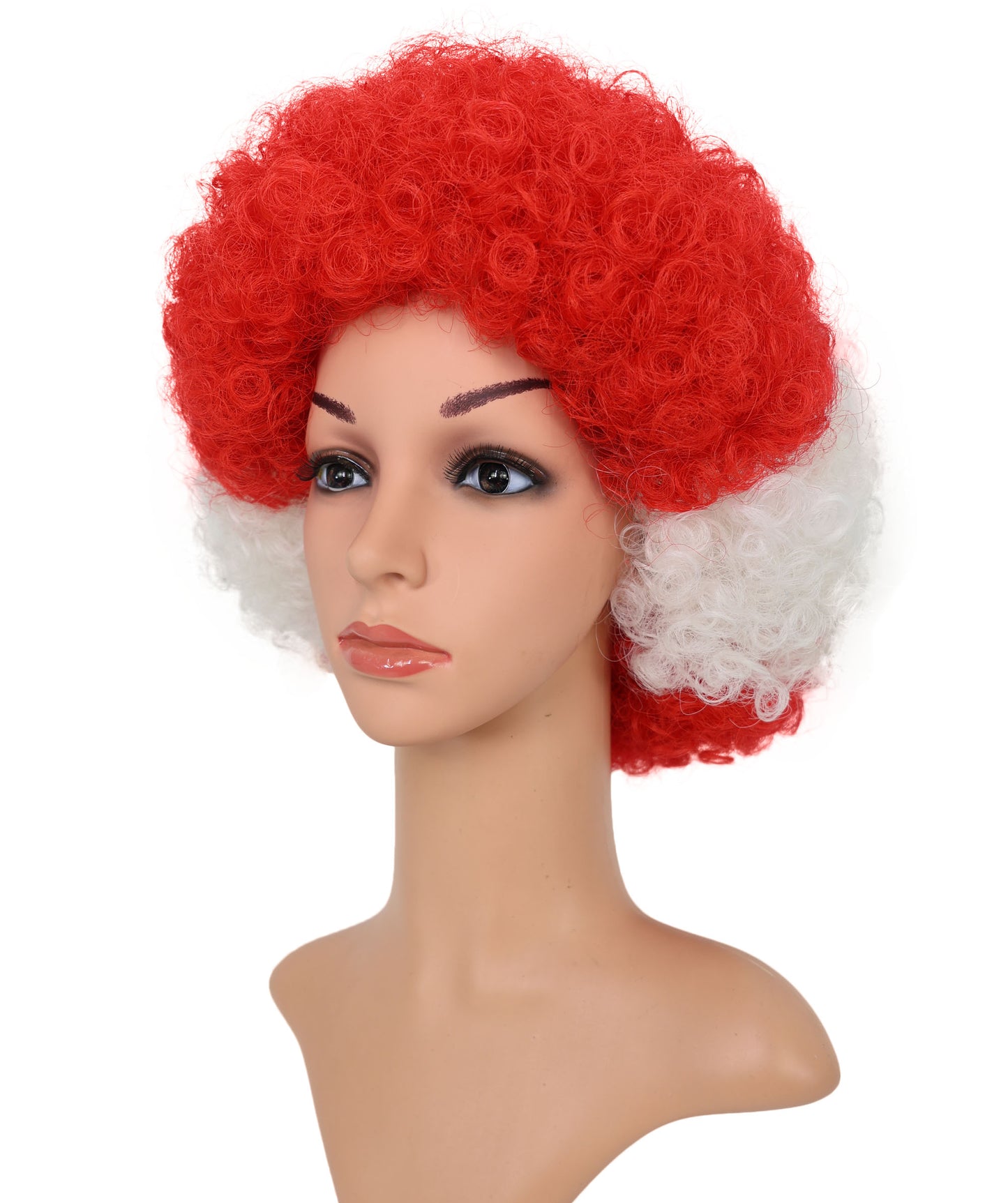Austria Flag Red & White Clown Afro Wig